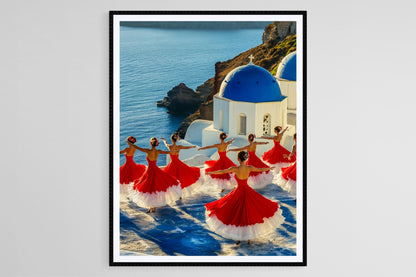 Affiche Sirtaki Grec – Poster Paysage de Santorin