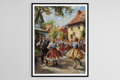 Affiche Danse Polka – Imprimé Art Traditionnel de Bohême