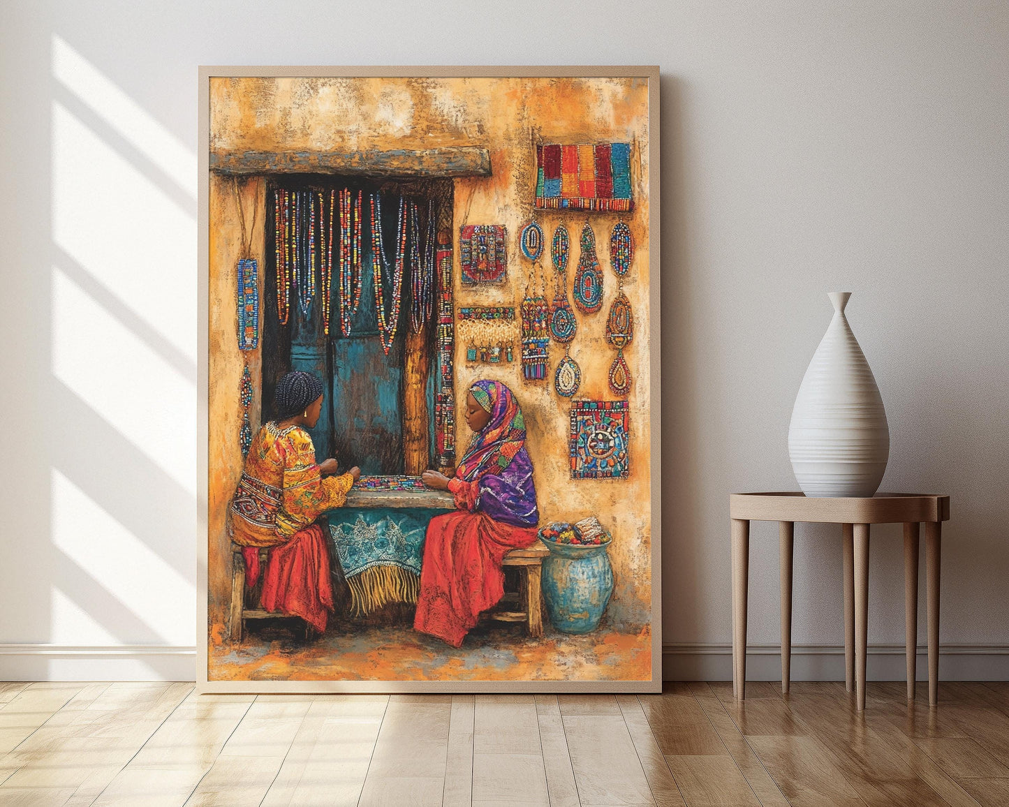 Affiche Artisanat Éthiopien – Poster Bijoux Colorés en Art Murales