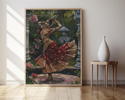 Affiche Bharatanatyam – Impression artistique de danse indienne élégante