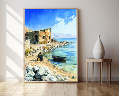 Affiche Mer Morte – Impression d'art, Côte palestinienne, Paysage doré