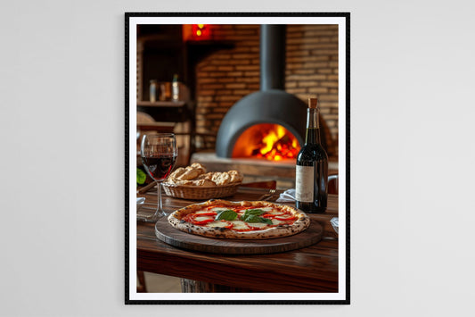 Affiche Pizza Italienne Cozy – Impression Art de Fours à Bois & Vin