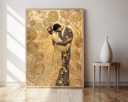 Affiche Klimt – Poster Art Déco avec motifs géométriques dorés et floraux