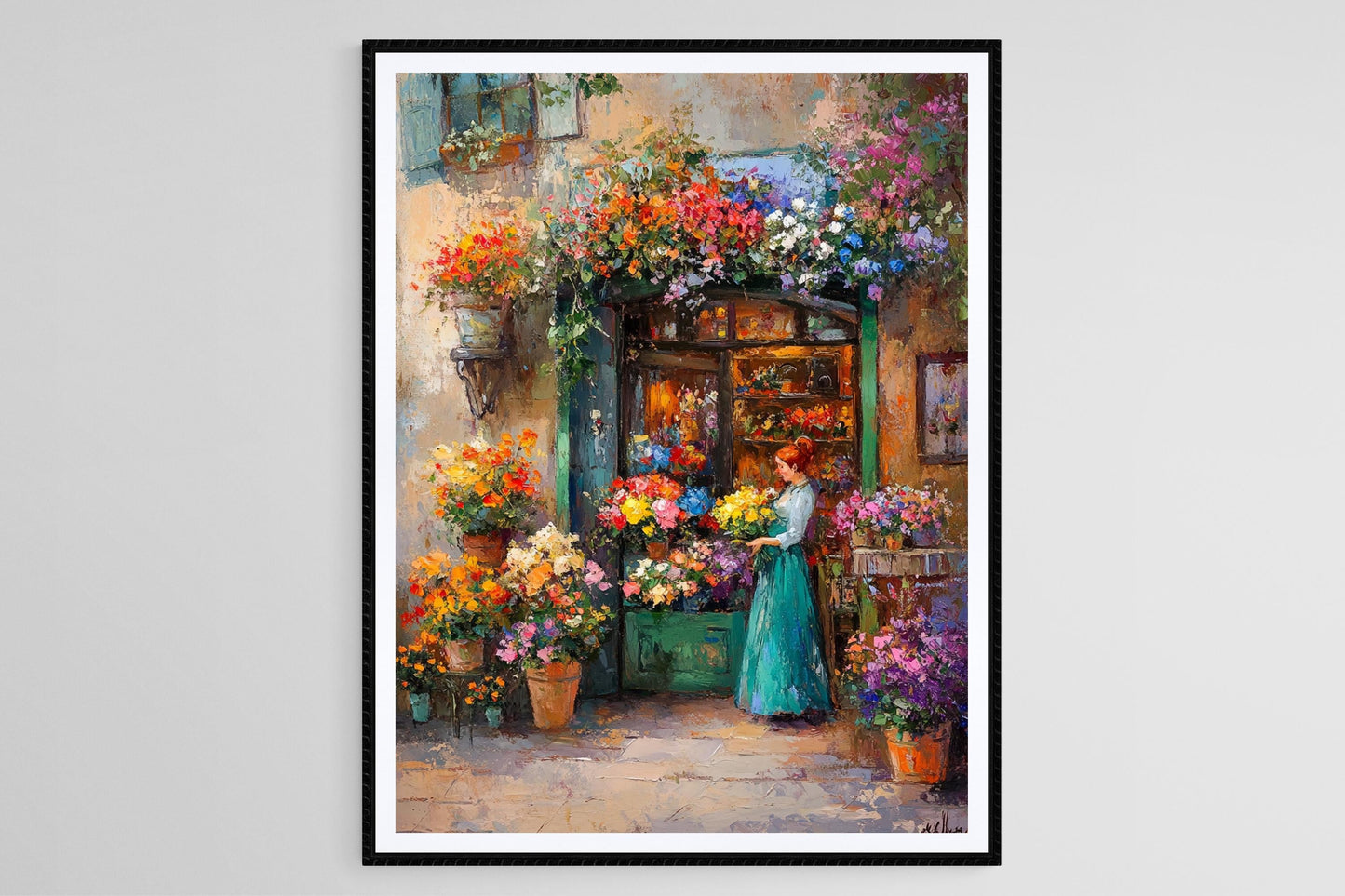 Affiche Marché Floral Polonais – Poster Scène de Rue Éclatante