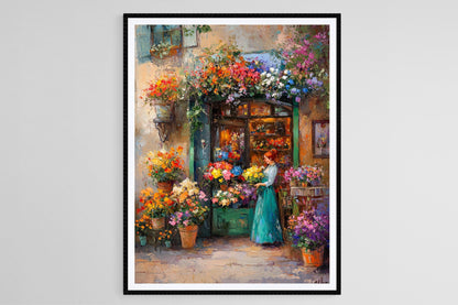 Affiche Marché Floral Polonais – Poster Scène de Rue Éclatante