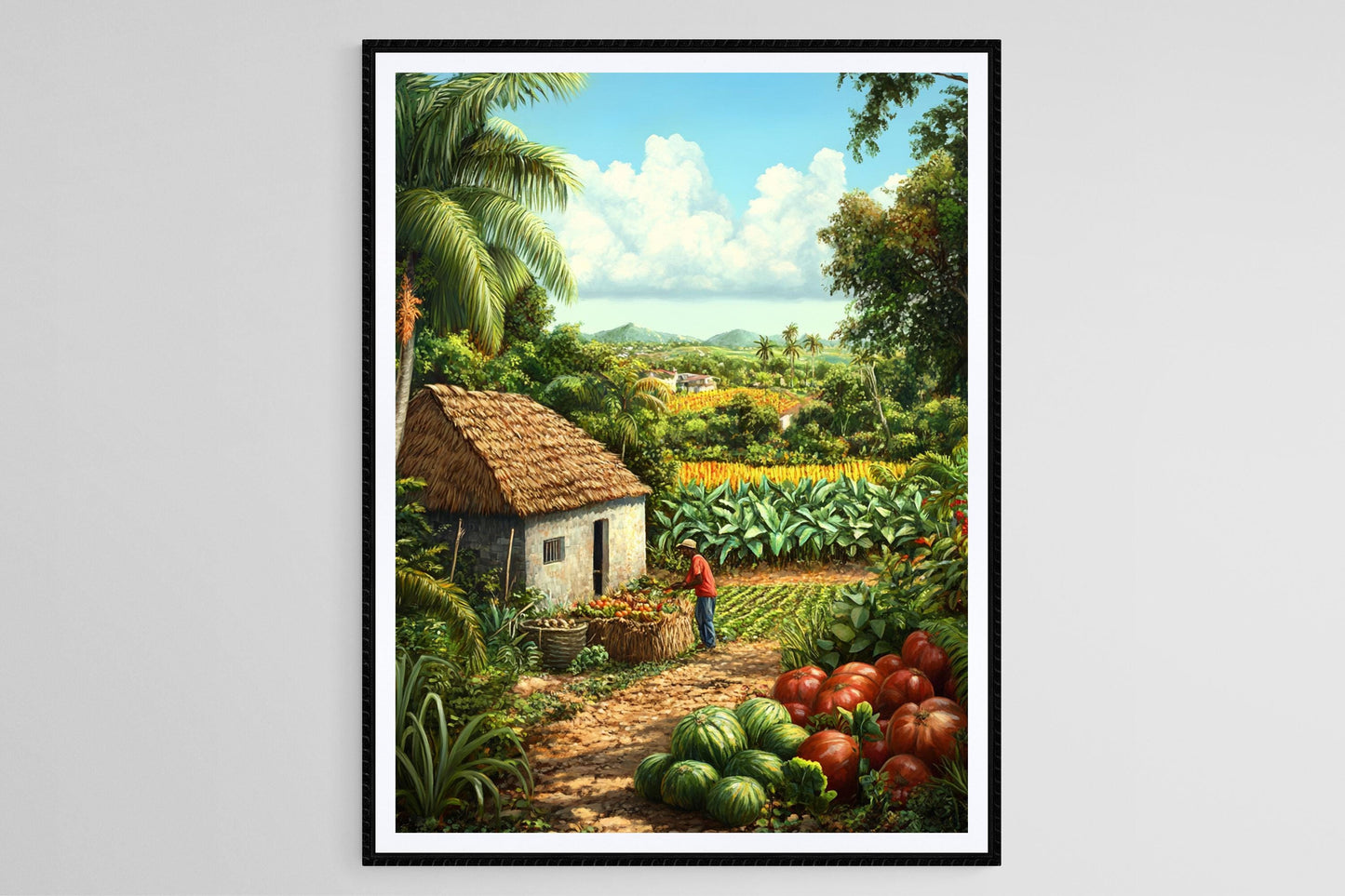 Affiche Art Paysan Haïtien – Impression Tropicale et Produits Locaux