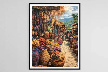Affiche Marché d'Art Haïtien – Poster Créativité Colorée et Artisanat