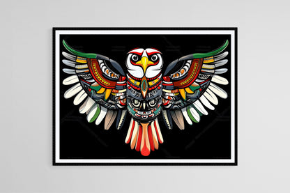 Affiche Aigle Totem Haida – Illustration Art Amérindienne Murale