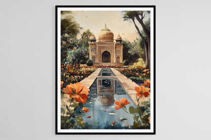 Affiche Jardin Mughal – Impression artistique de motifs floraux élégants