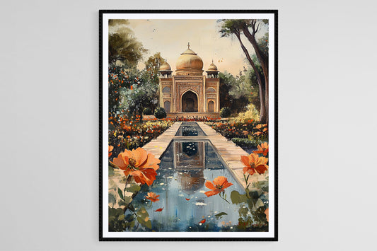 Affiche Jardin Mughal – Impression artistique de motifs floraux élégants