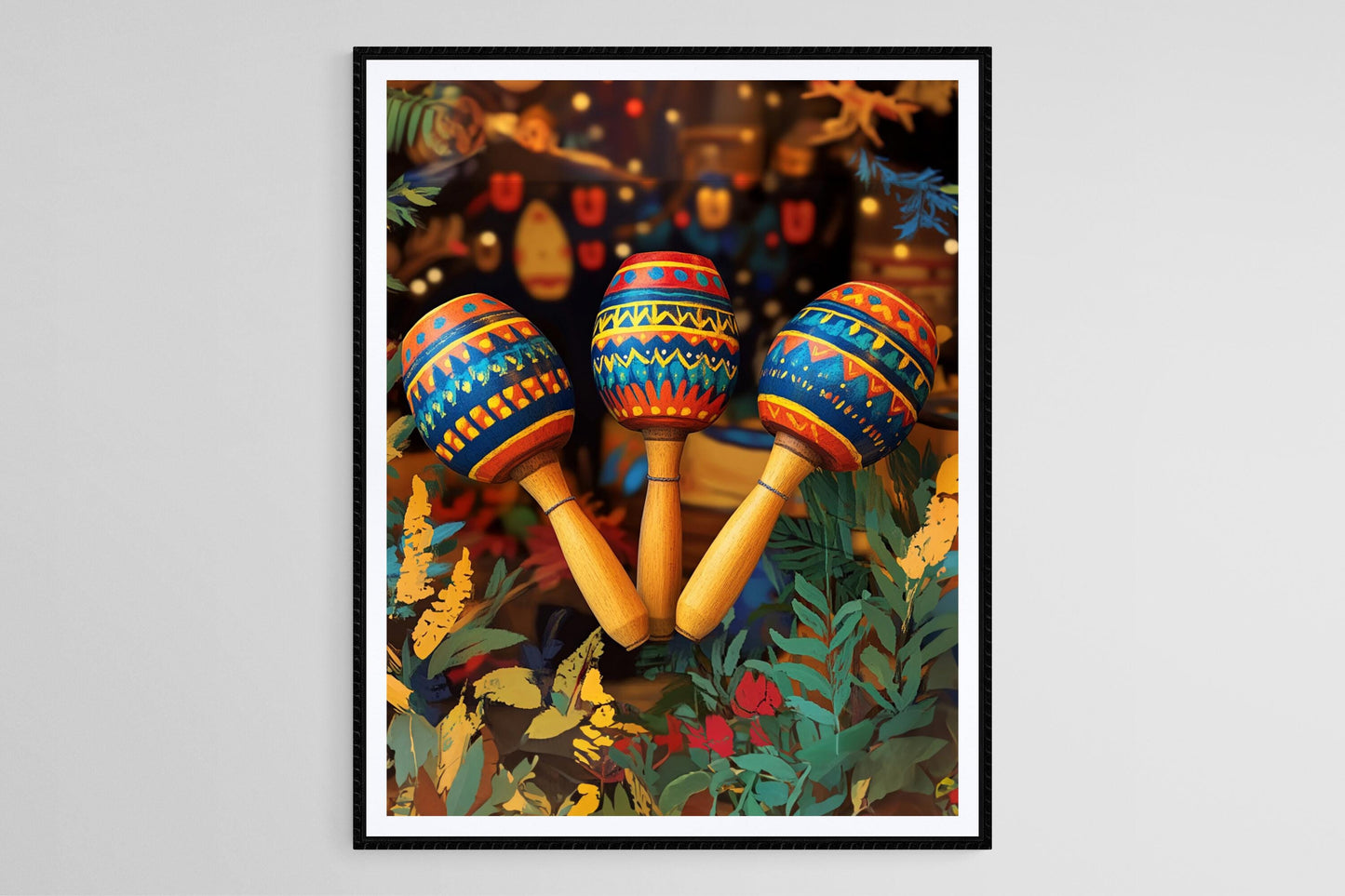 Affiche Maracas Festives – Art Print Coloré pour Fête Mexicaine