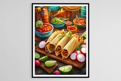 Affiche Tamales Mexicains – Poster Décor Vibrant pour Cuisine Fiesta