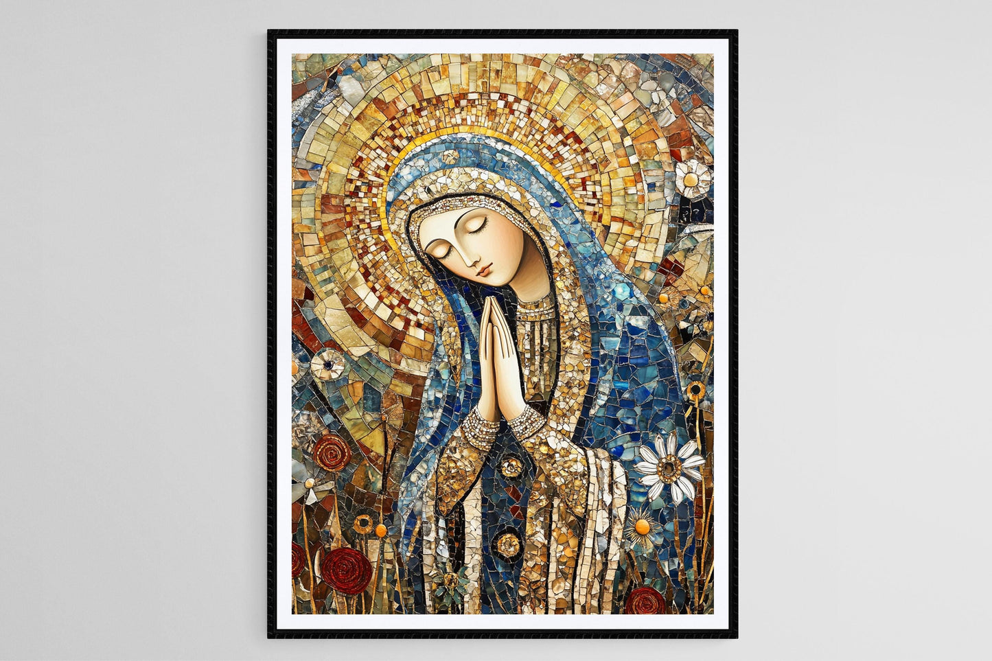 Affiche Notre-Dame de Lourdes – Illustration Spirituelle pour Décor Chrétien