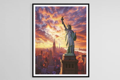 Affiche Statue de la Liberté – Impression artistique de New York au crépuscule