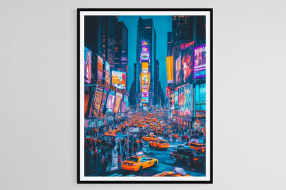 Affiche Times Square NYC – Impression artistique des panneaux lumineux et foules