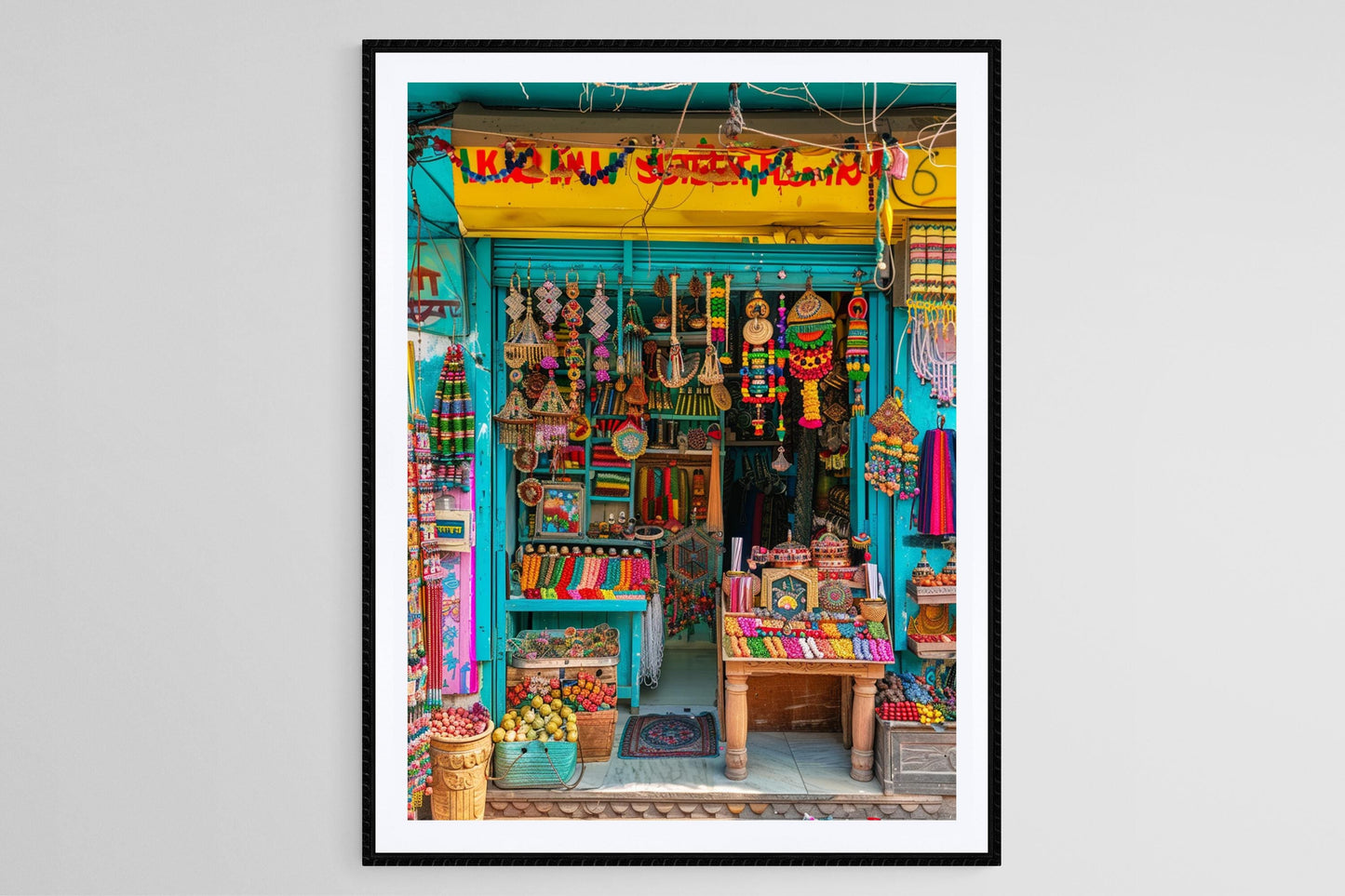 Affiche Souvenir Indien Colorée – Impression Artisanal de Marché