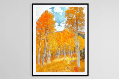 Affiche Automne Aspen – Impression artistique d'arbres vibrants