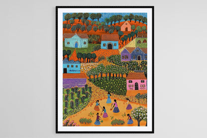 Affiche Vie de Village Mithila – Poster Scène Rurale Indienne