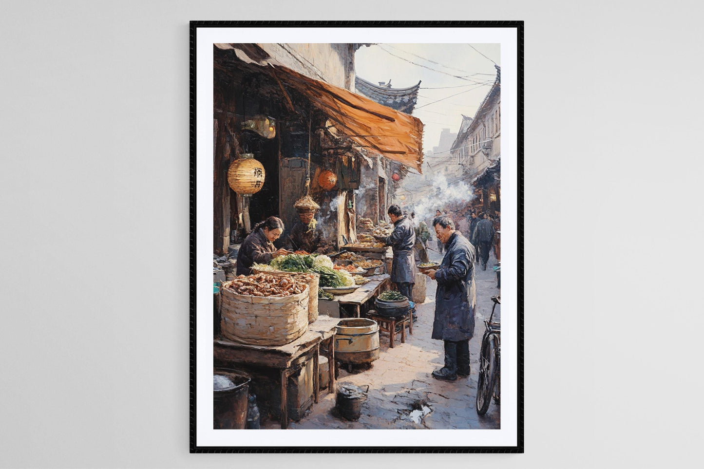 Affiche Marché Alimentaire Hutong – Poster Artisans Locaux et Produits Frais