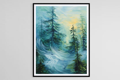 Affiche Forêt de Cèdres Majestueuse – Poster Art Côte Sauvage, Inspiré par Emily Carr