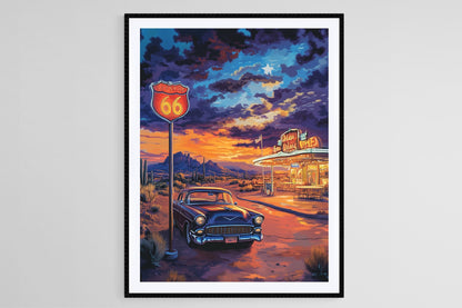 Affiche Route 66 Arizona – Illustration Vintage de Road Trip