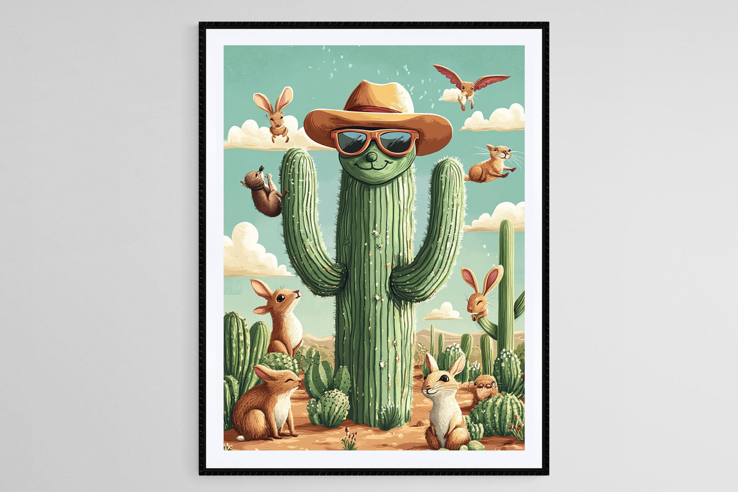 Affiche Saguaro Arizona – Illustration Désert Amusante et Colorée