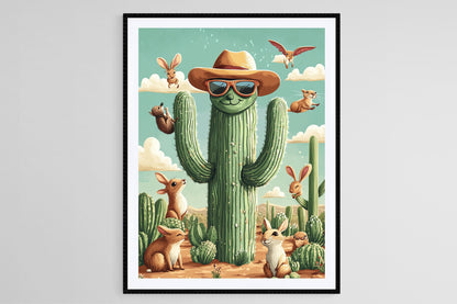 Affiche Saguaro Arizona – Illustration Désert Amusante et Colorée