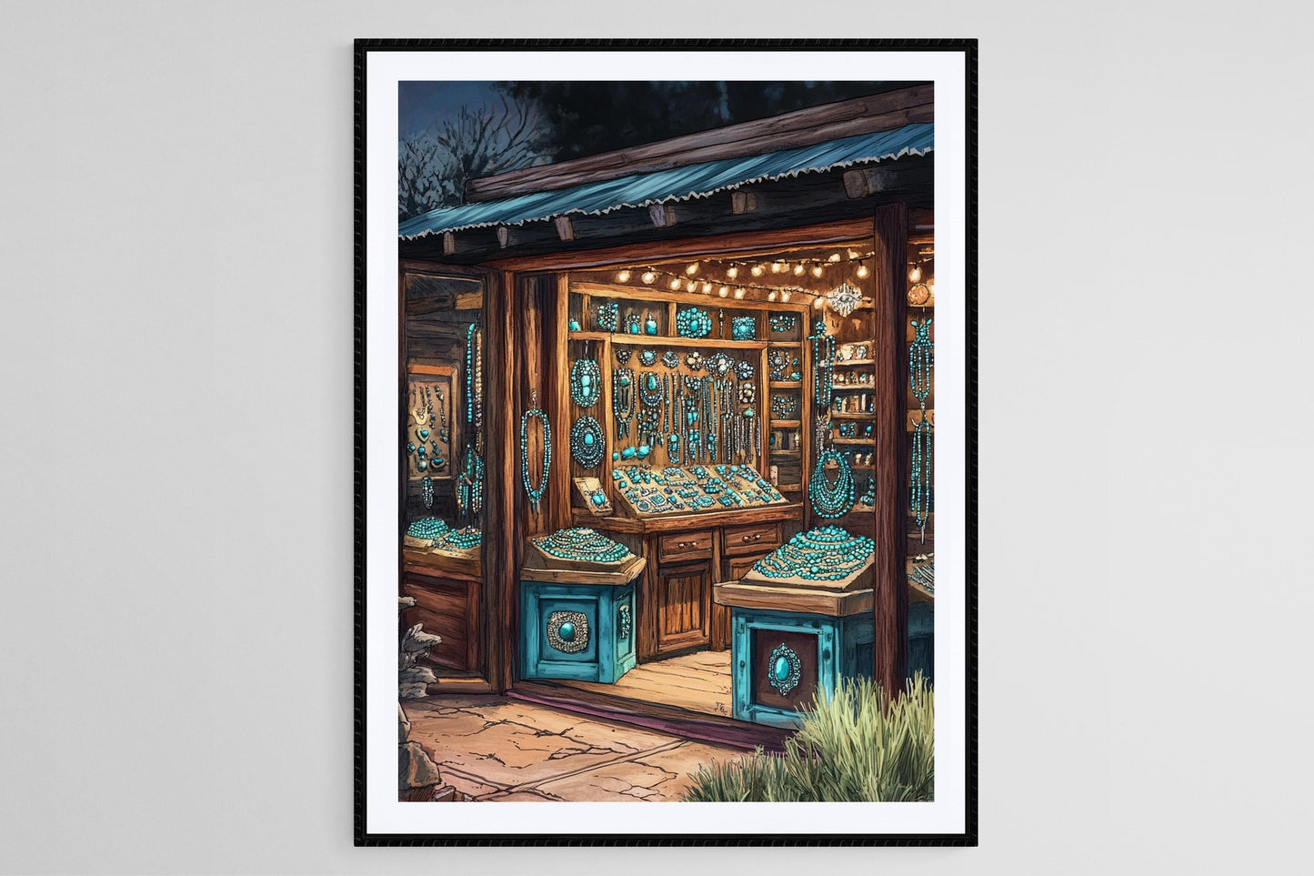 Affiche Arizona Turquoise – Illustration Southwestern Bijoux Art Print