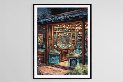 Affiche Arizona Turquoise – Illustration Southwestern Bijoux Art Print