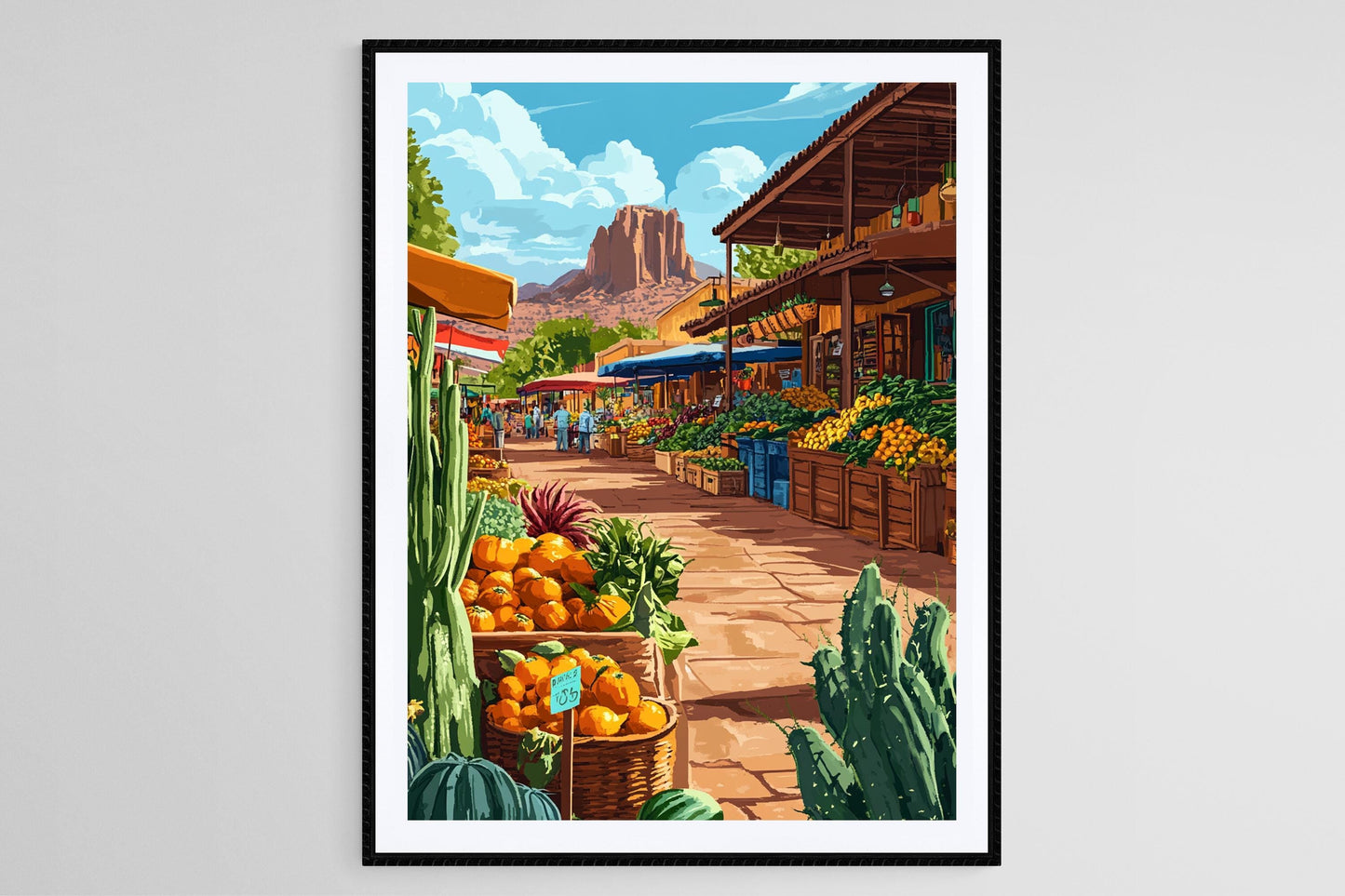 Affiche Marché Fermier Arizona – Impression Illustrée des Produits Locaux