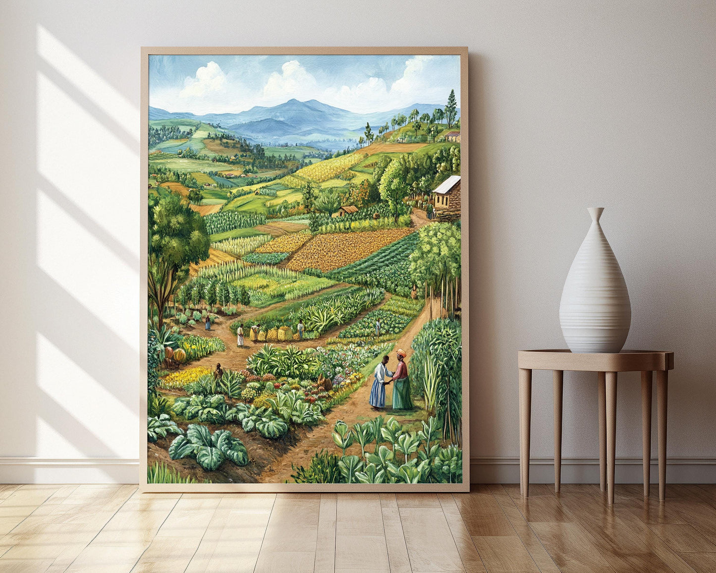 Affiche Éthiopienne – Art de Ferme avec Scène de Produits Locaux