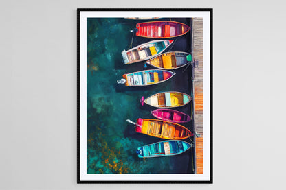 Affiche de Pêche du Connecticut – Poster Coloré de Bateaux Décoratifs