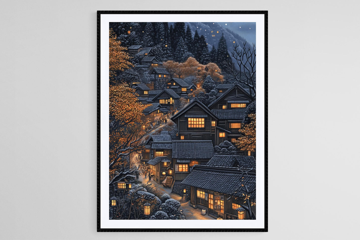 Affiche Village Japonais enneigé – Art inspiré de Hiroaki Takahashi