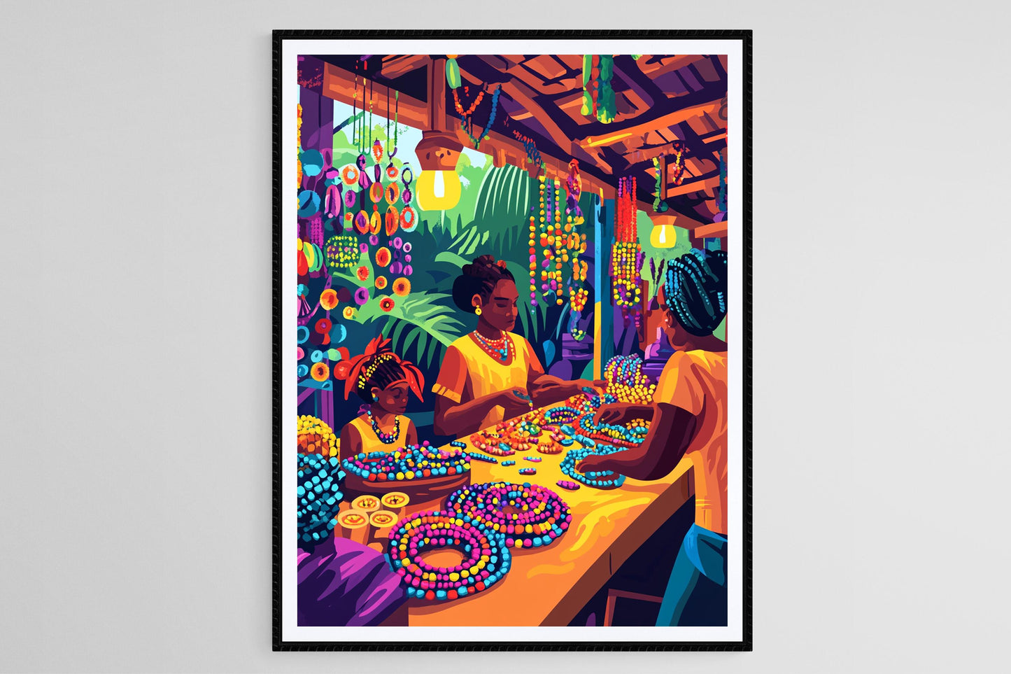 Affiche Artisanat Haïtien – Poster Colliers et Bracelets Colorés