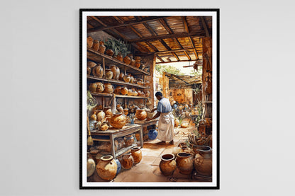 Affiche Artisanat Haïtien – Poster Pots en Argile et Savoir-Faire Local