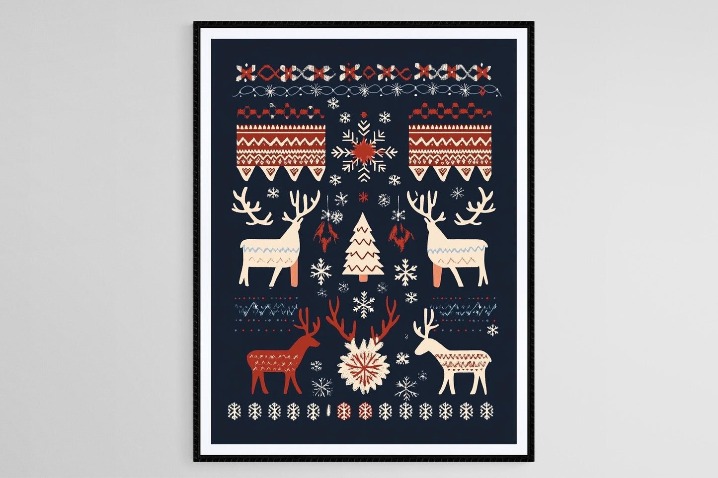 Affiche Noël scandinave – Poster Renaud artistique folklorique nordique