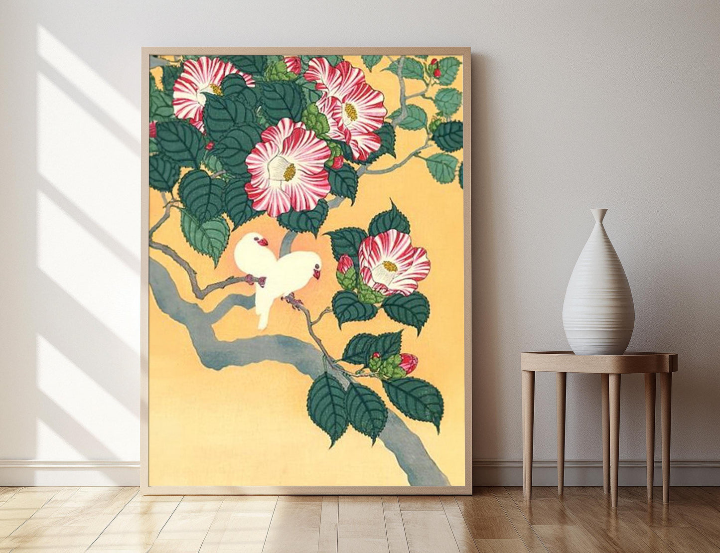 Affiche Camélia et Oiseaux de Riz – Impression Art Shin Hanga 1929