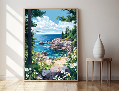 Affiche Lac Supérieur – Poster Plages Rocheuses et Pins