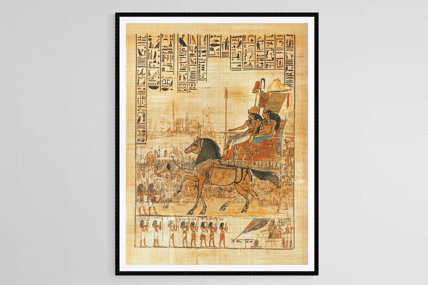 Affiche Pharaonique – Impression Papyrus Scène de Bataille Égyptienne