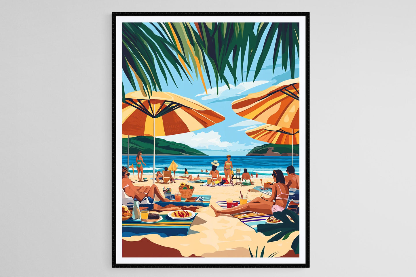 Affiche Plage Hawaïenne – Illustration de Pique-Nique Vectorielle