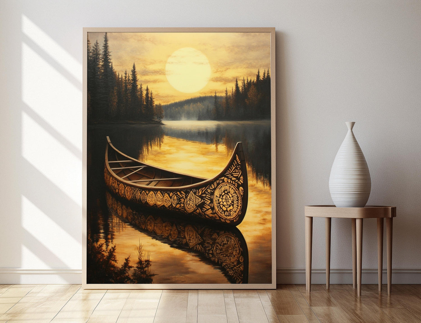 Affiche Canoë Ojibwé – Impression Art Éléments du Patrimoine Amérindien