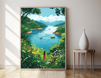 Affiche Kaptai Lake – Poster Paysage des Collines du Bangladesh