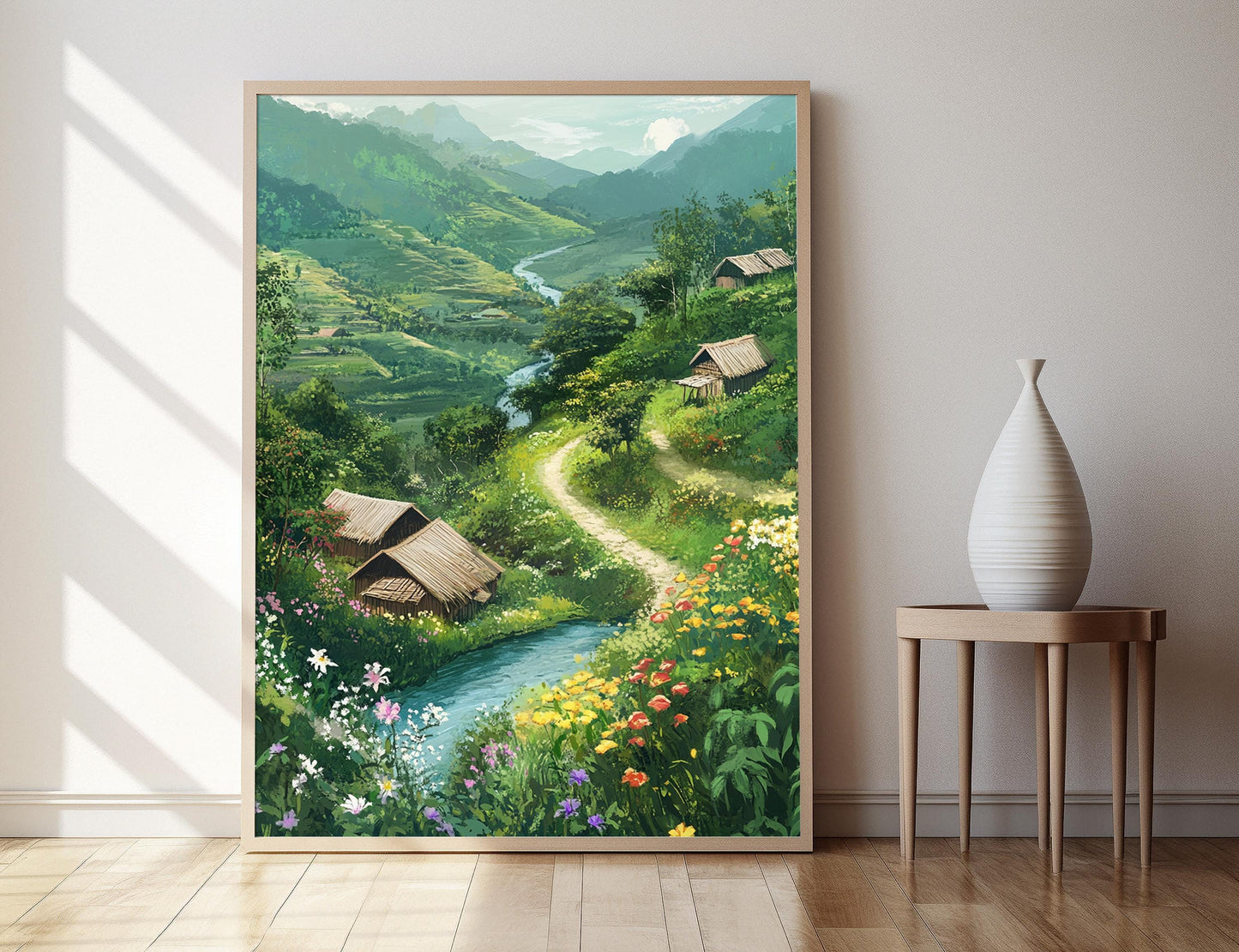 Affiche Chittagong – Poster Maisons en bambou et rivière du Bangladesh