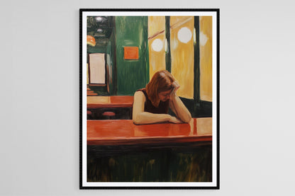 Affiche Café Mélancolique – Poster Art Inspiré d'Edward Hopper