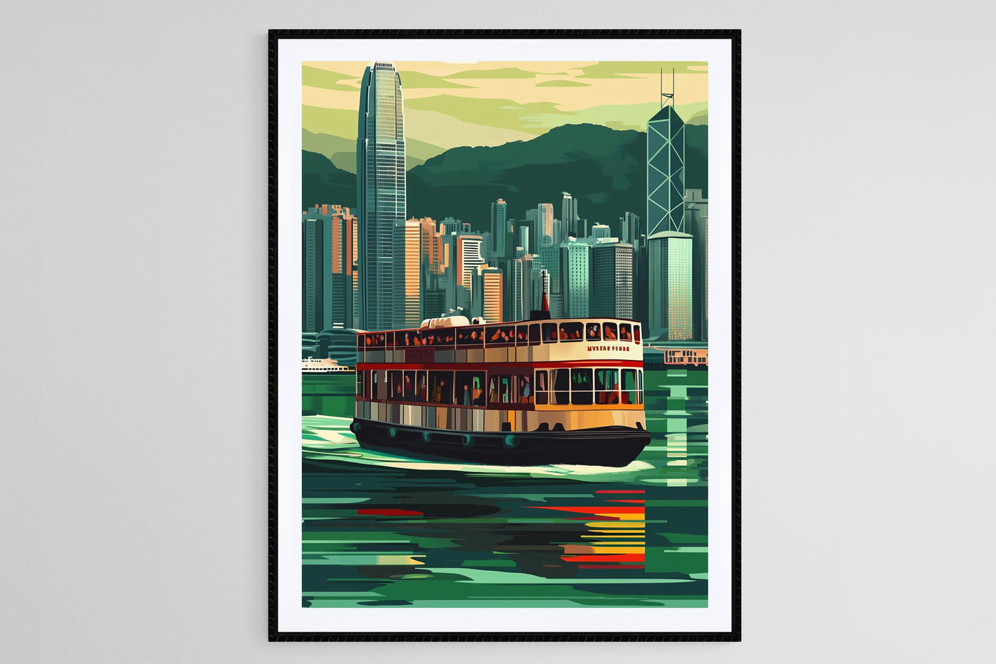 Affiche Traversée en Star Ferry – Poster Victoria Harbour & Île de Hong Kong