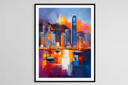 Affiche Hong Kong – Poster Scène Nocturne du Port Victoria