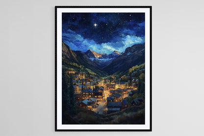 Affiche de Nuit à Telluride – Impression Art de Centre-Ville Étoilé