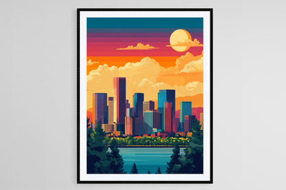 Affiche Denver – Impression artistique de l'architecture historique et ciel vibrant