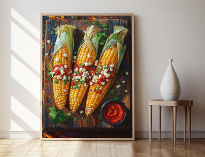 Affiche Cuisine de Rue Mexicaine – Art Élote avec Fromage et Chili