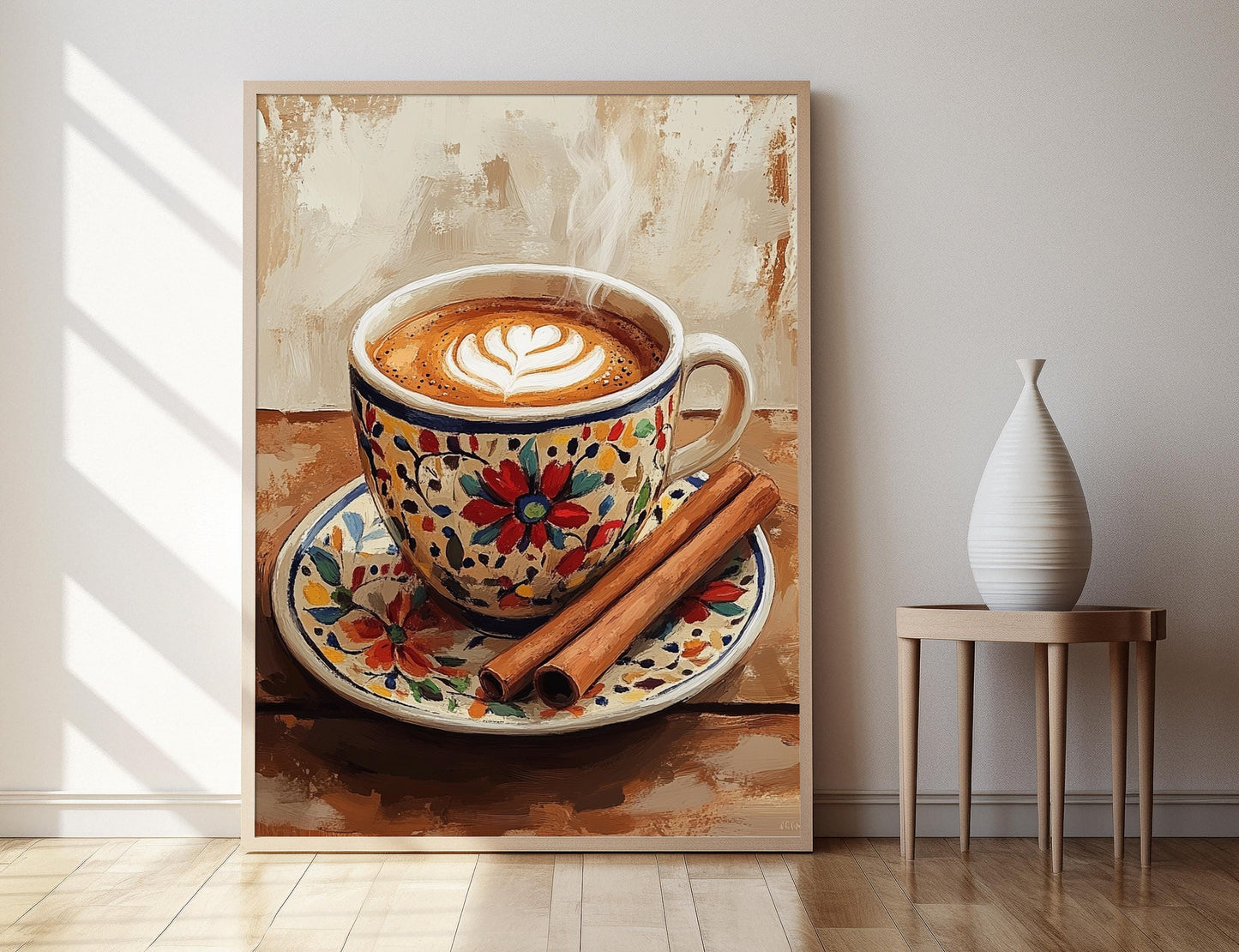 Affiche Café de Olla – Imprimé Art avec Tasse en Terre Talavera et Cannelle